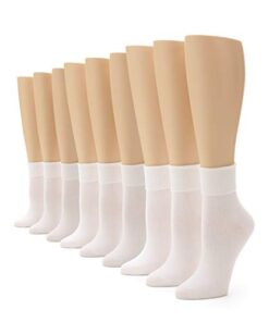 No nonsense womens Cotton Basic Cuff Socks, White – 9 Pair Pack, 4 10 US