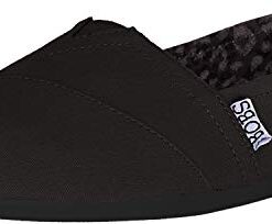 Skechers womens Bobs Plush – Peace & Love ballet flats, Black, 7.5 US