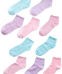 Hanes Big ComfortSoft Ankle, Soft Stretch Socks for Girls, Assorted, 10-Pair Pack, Pink/Lavender/Teal, Medium