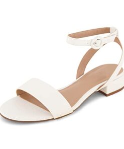 CUSHIONAIRE Women’s Nila one band low block heel sandal +Wide Widths Available, White Pu 8.5