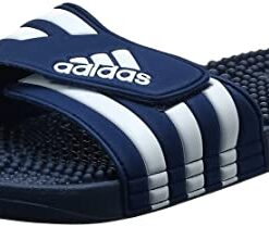 adidas Unisex Adissage Slides Sandal, Dark Blue/White/Dark Blue, 8 US Men