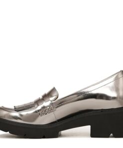 Naturalizer Women’s Darcy Tassel Penny Loafer with Heel, Pewter Metallic Leather, 7.5