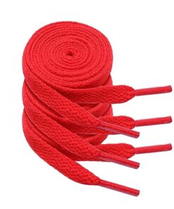 Flat Shoe Laces for Sneakers, Althletic Shoelaces Sport Shoes Boots, Multiple Lengths and Colors red 31.5inch