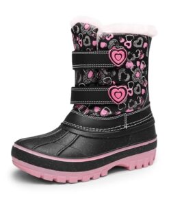 DREAM PAIRS Little Kid Ducko Black Pink Ankle Winter Snow Boots Size 1 M US Little Kid