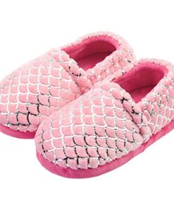 LseLom Girls Cute Slippers with Rubber Soles Kids House Slippers Indoor Outdoor Slippers for Toddlers Kids Memory Foam House Shoes for Little Girls Pink Size 1