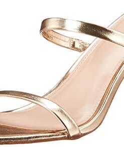 The Drop Women’s Avery Square Toe Two Strap High Heeled Sandal, Gold, 8