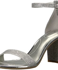 Bandolino Women’s Armory Heeled Sandal, Silver Fabric 041, 6