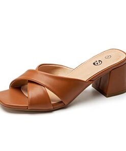 Rekayla Heeled Sandals Women Comfortable, Square Toe Sandals Comfy Mule Shoes Chunky Block Heels Women’s Sandals Slip On Minimalist Heels Comfortable Mule for Long Walk Casual Shoes Summer Dressy