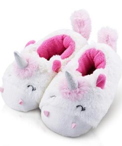 LA PLAGE Little Girl Unicorn Bedroom Slippers Wave-like Warm Cute Cozy Soft Unicorn Slippers 1-2 Big Kid US Unicorn