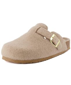 CUSHIONAIRE Women’s Hana Cork Footbed Clog with +Comfort, Sand Wool 8