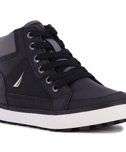 Nautica Kids Murray Sneaker-Lace Up Fashion Shoe- Boot Like High Top-Murray-Black Grey-2