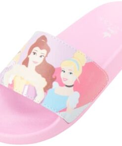 Disney Girls’ Princess Sandals – Slip-On Beach/Pool Slides (Little Kid/Big Kid), Size 13 Little Kid, Princess Pink