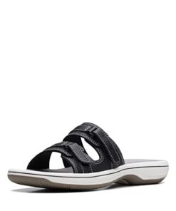 Clarks Women’s Breeze Piper Slide Sandal, Black Synthetic, 8