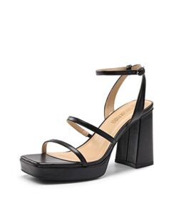 DREAM PAIRS Womens Platform Ankle Straps Heels Sandals SDHS2346W,Black,8.5