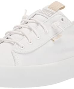 Keds Women’s Kickback Canvas Sneaker, White, 8