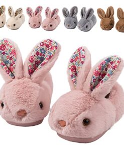 Fadezar Toddler Slippers Girl Boy House Slipper Kids Rabbit Winter Slipper Warm Bunny Slippers Soft Plush Indoor Girls Boys Slipper Cover Heel Pink Pink 5-6 toddler CN 140