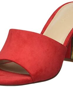 The Drop Women’s Pattie High Block Heeled Mule Sandal, Red, 9