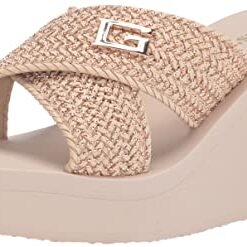 GUESS Women’s DANVI Wedge Sandal, Light Natural, 7