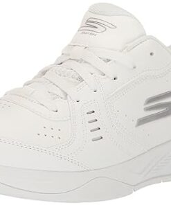 Skechers Women’s Viper Court Smash-Athletic Indoor Outdoor Pickleball Shoes | Relaxed Fit Sneakers, White, 8.5
