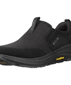Skechers Men’s Go Walk Outdoor-Athletic Slip-On Trail Hiking Shoes with Air Cooled Memory Foam, Black, 10