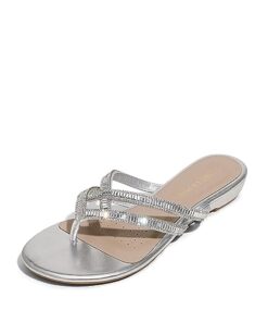 DREAM PAIRS Womens Jewel Fashion Rhinestones Design Slides Sandals Silver/01-9