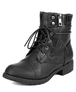 DREAM PAIRS Women’s Peakk Black Lace Up Ankle Bootie Size 9 B(M) US