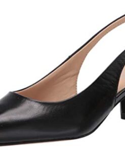 Franco Sarto Womens Racer Slingback Low Block Heel Pointed Toe Pump, Black, 8.5