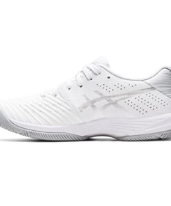 ASICS Women’s Solution Swift FlyteFoam Tennis Shoes, 8.5, White/Pure Silver