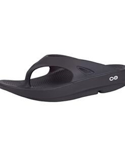 OOFOS OOriginal Sandal, Black – Men’s Size 5, Women’s Size 7 – Lightweight Recovery Footwear – Reduces Stress on Feet, Joints & Back – Machine Washable