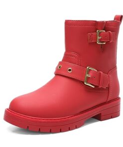 DREAM PAIRS Girls Ankle Booties Waterproof Side Zipper Boots Sdbo2305k Red Size 13 Little Kid