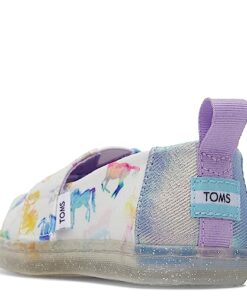 TOMS Girls Alpargata Loafer Flat, White Watercolor Ombre Unicorns, 10 Toddler