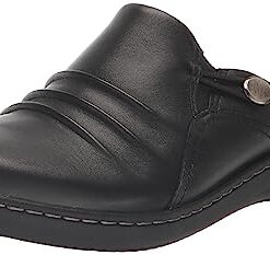 Clarks Women’s Laurieann Bay Clog, Black Leather, 11 Wide