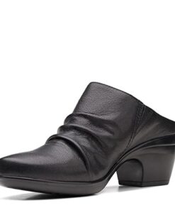 Clarks Women’s Emily Charm Mule, Black Leather, 8