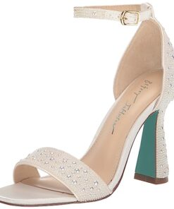 Betsey Johnson Women’s Dani Heeled Sandal, Pearl, 8