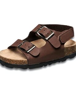 Lucky Brand Toddler Unisex Baby Boy Blanc Double Strap Casual Toddlers Sandals with Velcro Closure in Brown Size: 10 Toddler
