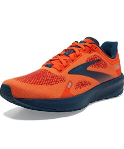 Brooks Men’s Launch 9 Neutral Running Shoe – Flame/Titan/Crystal Teal – 10