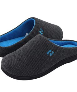 RockDove Men’s Original Two-Tone Memory Foam Slipper, Size 13-14 US Men, Dark Grey/Blue