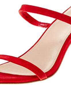The Drop Women’s Avery Square Toe Two Strap High Heeled Sandal, Red, 6.5