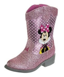 Disney Minnie Mouse Cowgirl Western Boots – Minnie cowboy boot – Pink Glitter (size 8 Toddler)