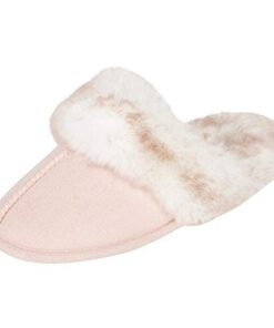 Jessica Simpson Girls Comfy Slippers – Cute Faux Fur Slip-on Shoes Memory Foam House Slipper, Pink, X-Large