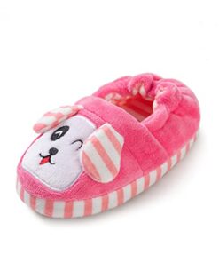 Csfry Toddler Girls’ Doggy House Slippers Cartoon Warm Home Shoes Pink 5-6 Toddler