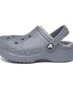 Crocs Baya Lined Clogs, Fuzzy Slippers for Kids and Toddlers, Charcoal/Charcoal, 13 US Unisex Little