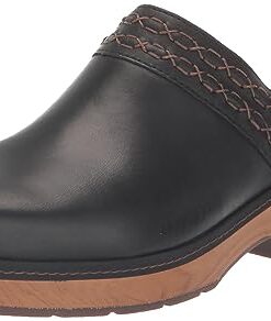 Clarks Women’s Paizlee Poppy Clog, Black Leather, 9