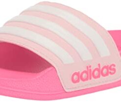 adidas Adilette Shower Slide Sandal, Clear Pink/White/Lucid Pink, 11 US Unisex Little Kid
