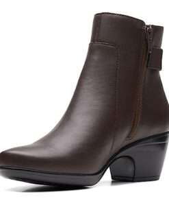 Clarks Women’s Emily Holly Ankle Boot, Dark Brown Leather, 8.5