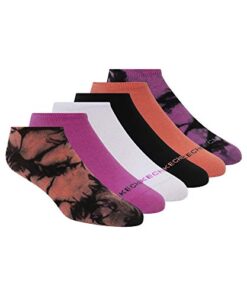 Skechers womens 6 Pack Non Terry No Show Socks, Black Tie-dye Combo, 9 11 US