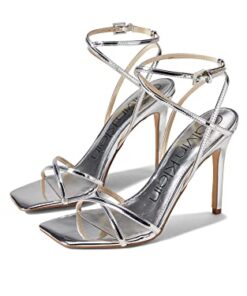 Calvin Klein Women’s TEGIN Heeled Sandal, Silver 040, 6.5