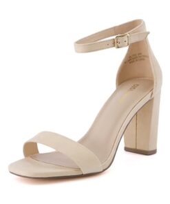 CUSHIONAIRE Women’s Bliss one band mid block heel sandal +Memory Foam, Wide Widths Available, Nude Microsuede 8 W