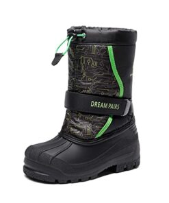 DREAM PAIRS Big Kid Kamick Black N.Green Mid Calf Waterproof Winter Snow Boots Size 5 M US Big Kid