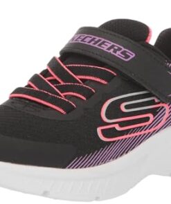 Skechers Kids Girls Microspec Plus Sneaker, Black/Purple, 4 Big Kid